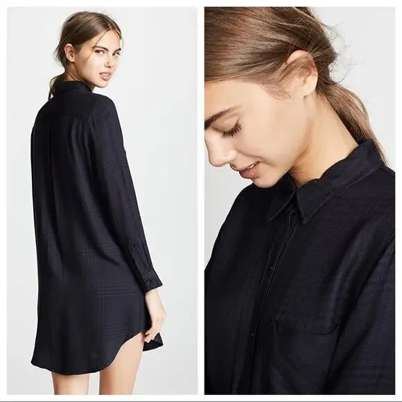 Rails Bianca Shirtdress In Charcoal Shadow Size XS NWT Front Button Long Sleeves - Picture 5 of 13